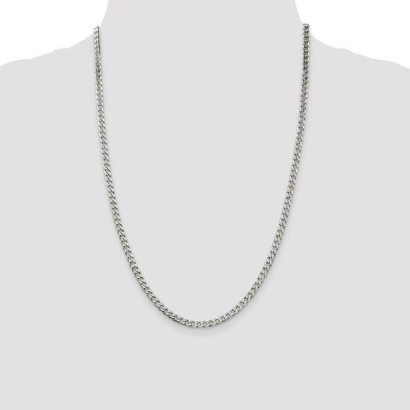 3.5mm Sterling Silver Solid Curb Chain Necklace, 24 Inch